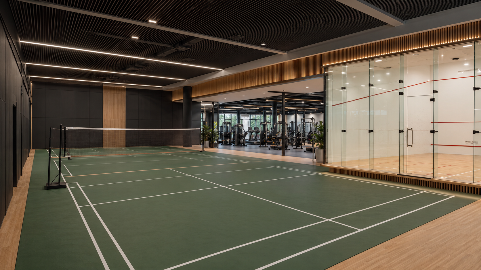 Gym and fitness facility within a sports clubhouse