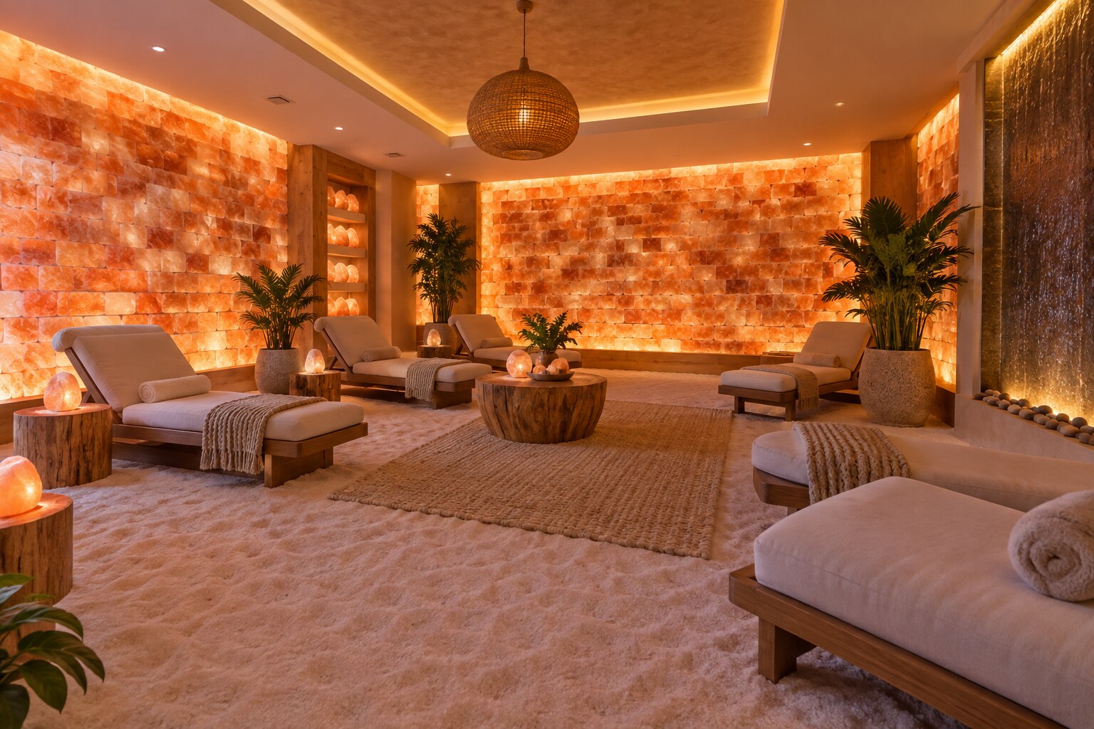 Luxury Himalayan salt therapy room