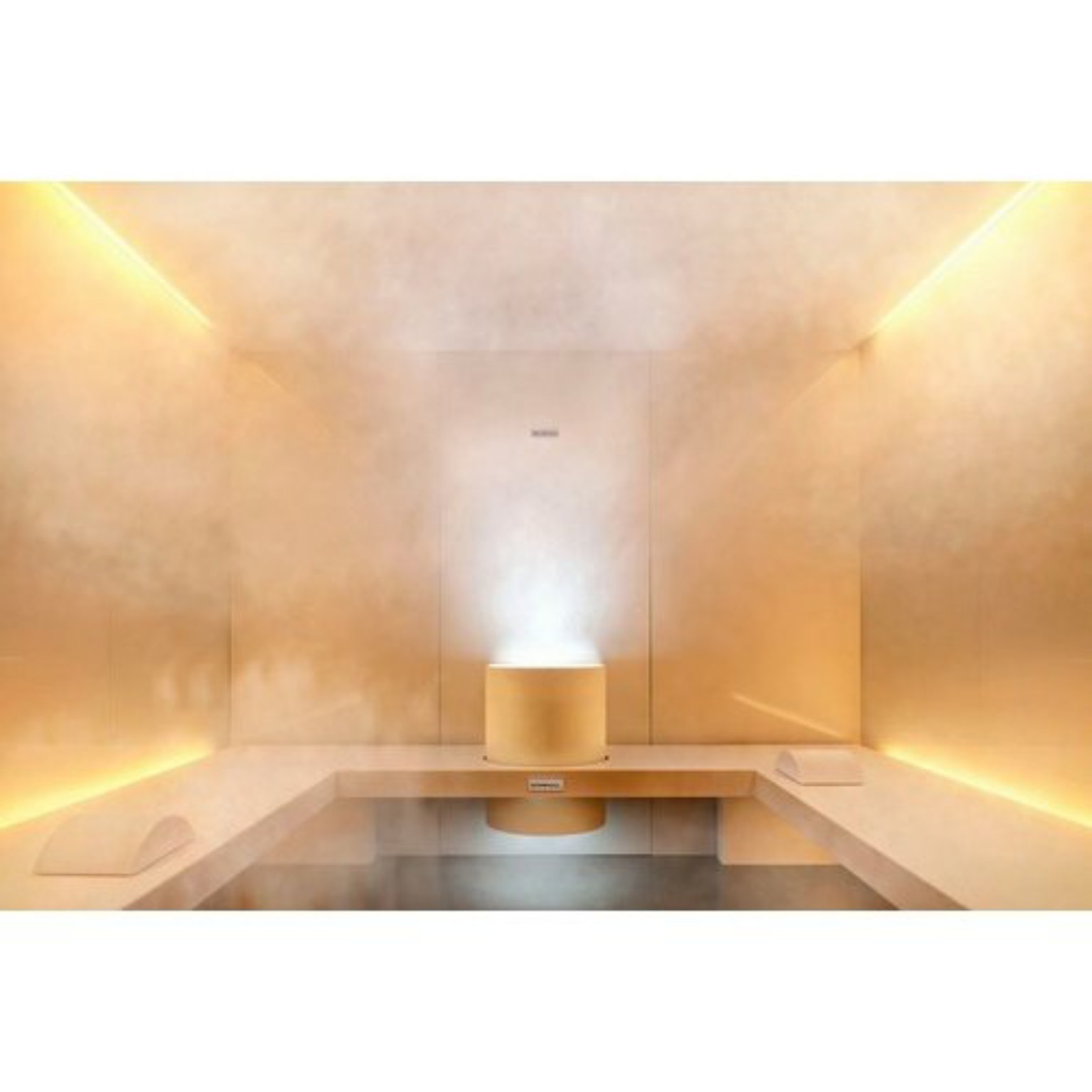 Warm steam-room interior