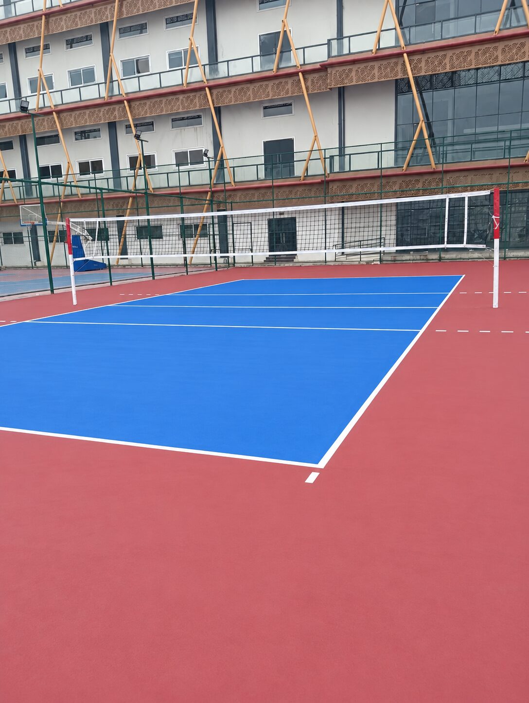 Outdoor blue and red multipurpose court